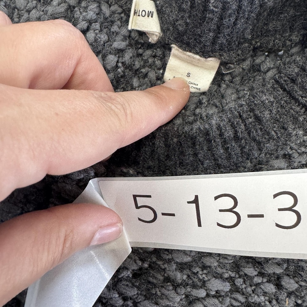 Moth Anthropologie Sweater Women Small Gray Textured‎ Knit Crewneck Pullover - Picture 5 of 9